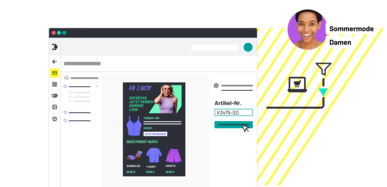 E-Mail-Editor mit Produktkarte, Preisen und Artikel‑Nr.-Feld